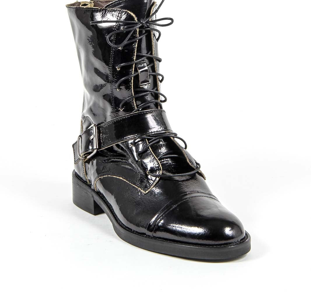 Stivaletto corto da donna V 1969 Italia S03 VERNICE NERO