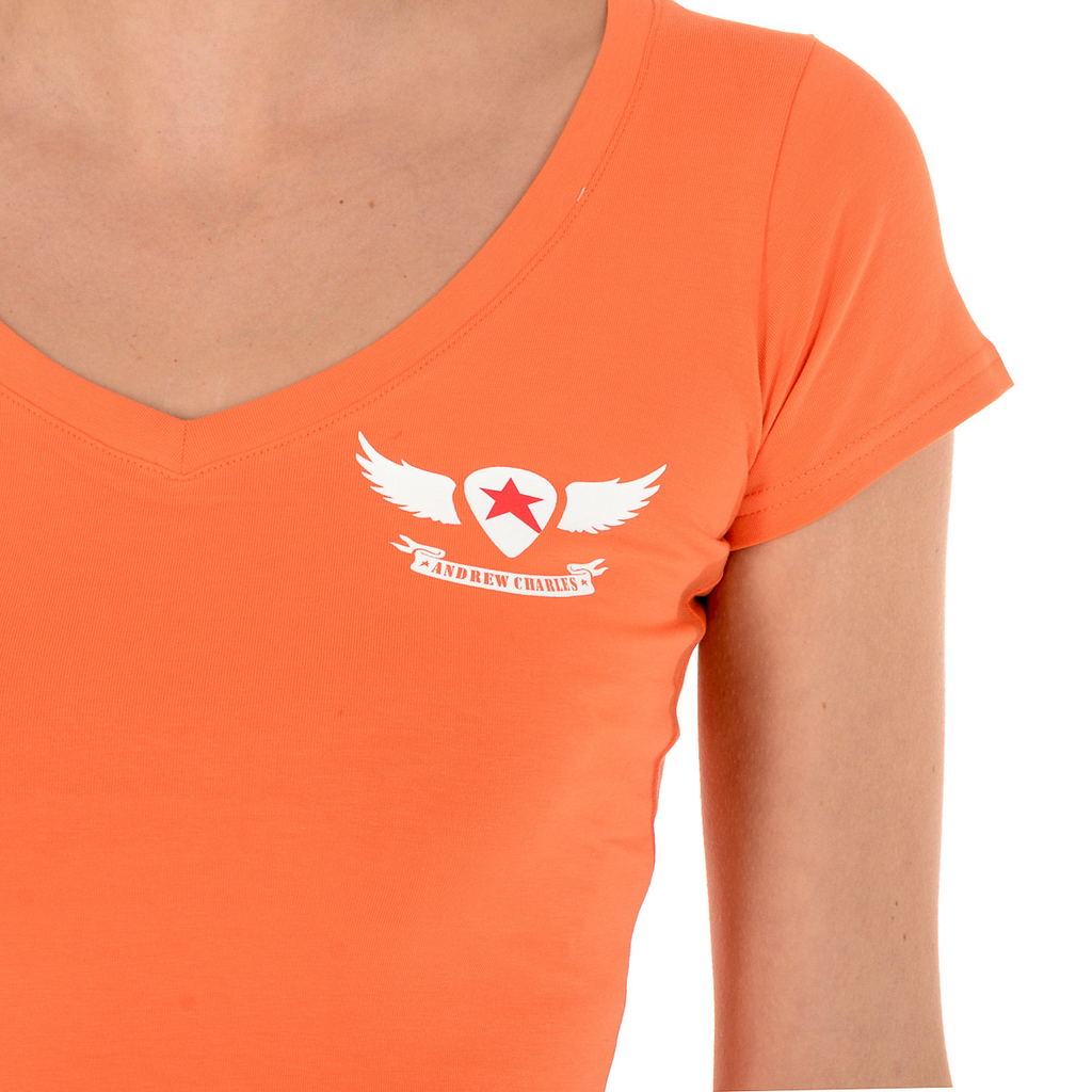 Andrew Charles T-shirt da donna a maniche corte con scollo a V arancione TAPIWA