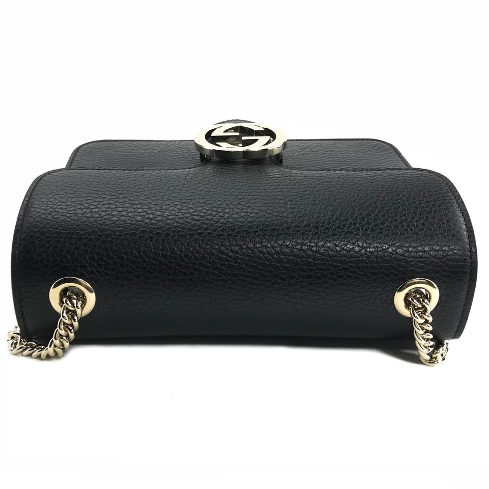 Borsa Gucci Interlocking in pelle con catena nera