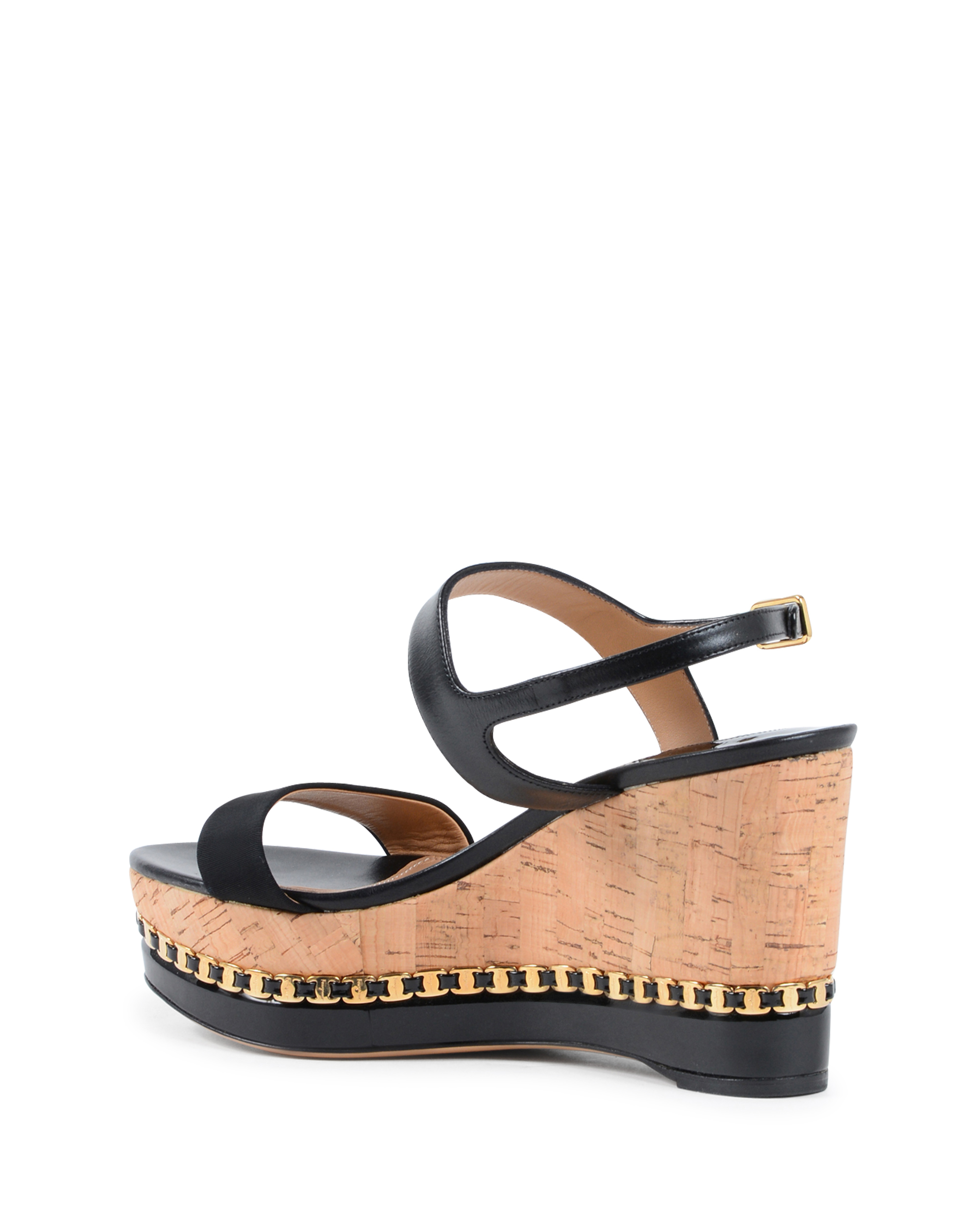 Sandalo con zeppa da donna Salvatore Ferragamo Nero MOLLIE