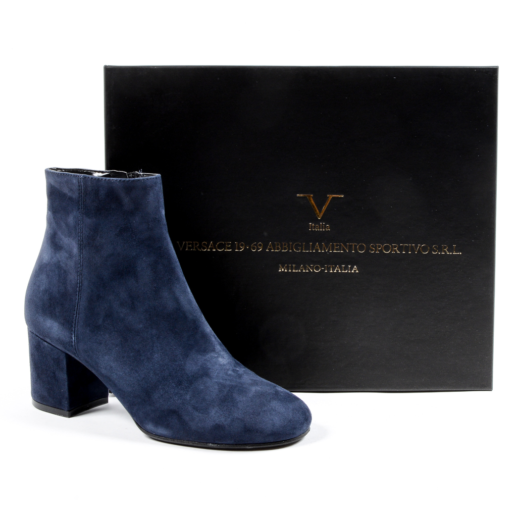 V 1969 Italia Stivaletto con tacco da donna blu MAD
