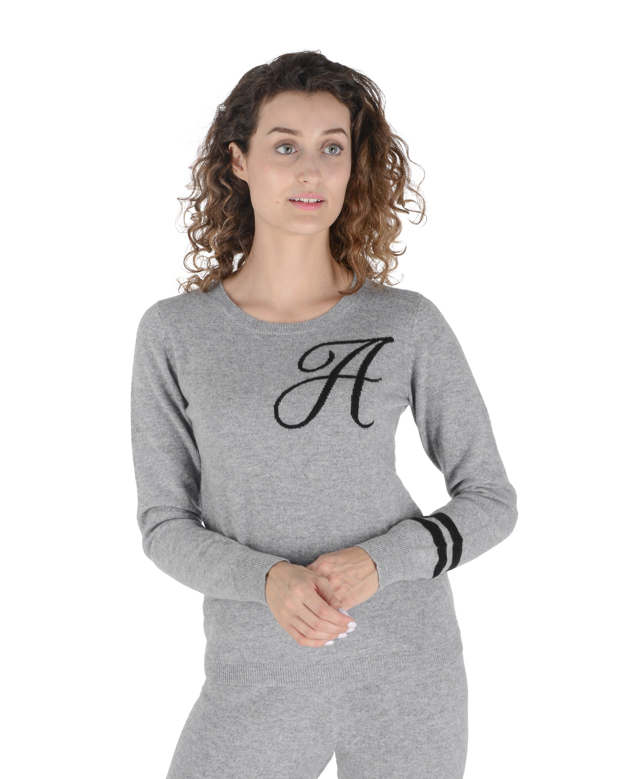 Maglione girocollo in cashmere - Grigio