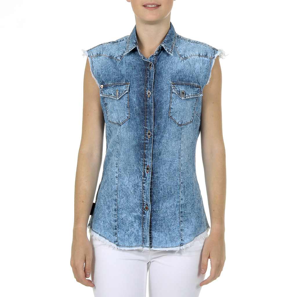 Camicia da donna Andrew Charles senza maniche in denim CAMILIA
