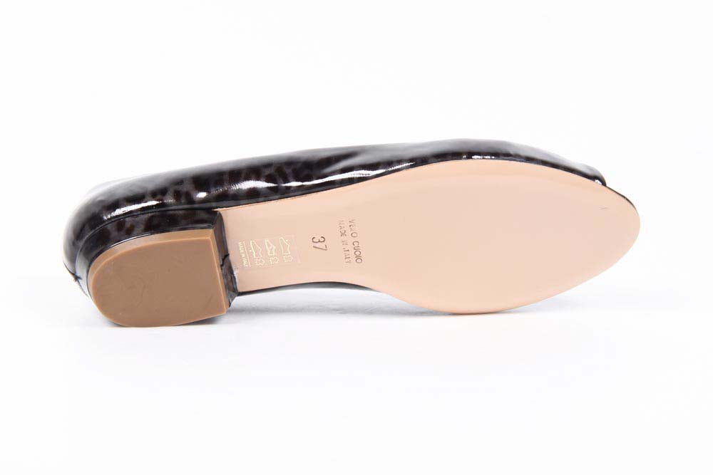 V 1969 Italia Ballerina da donna con tacco e punta aperta 5480-STEFY N PE PELLAME STAMPATO LEOPARD