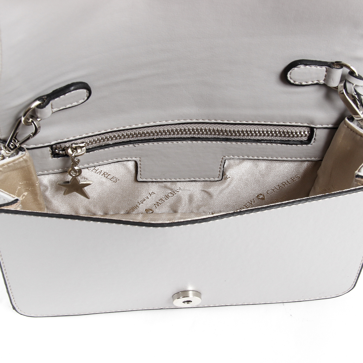 Borsa a mano da donna Andrew Charles grigio chiaro PAIGE