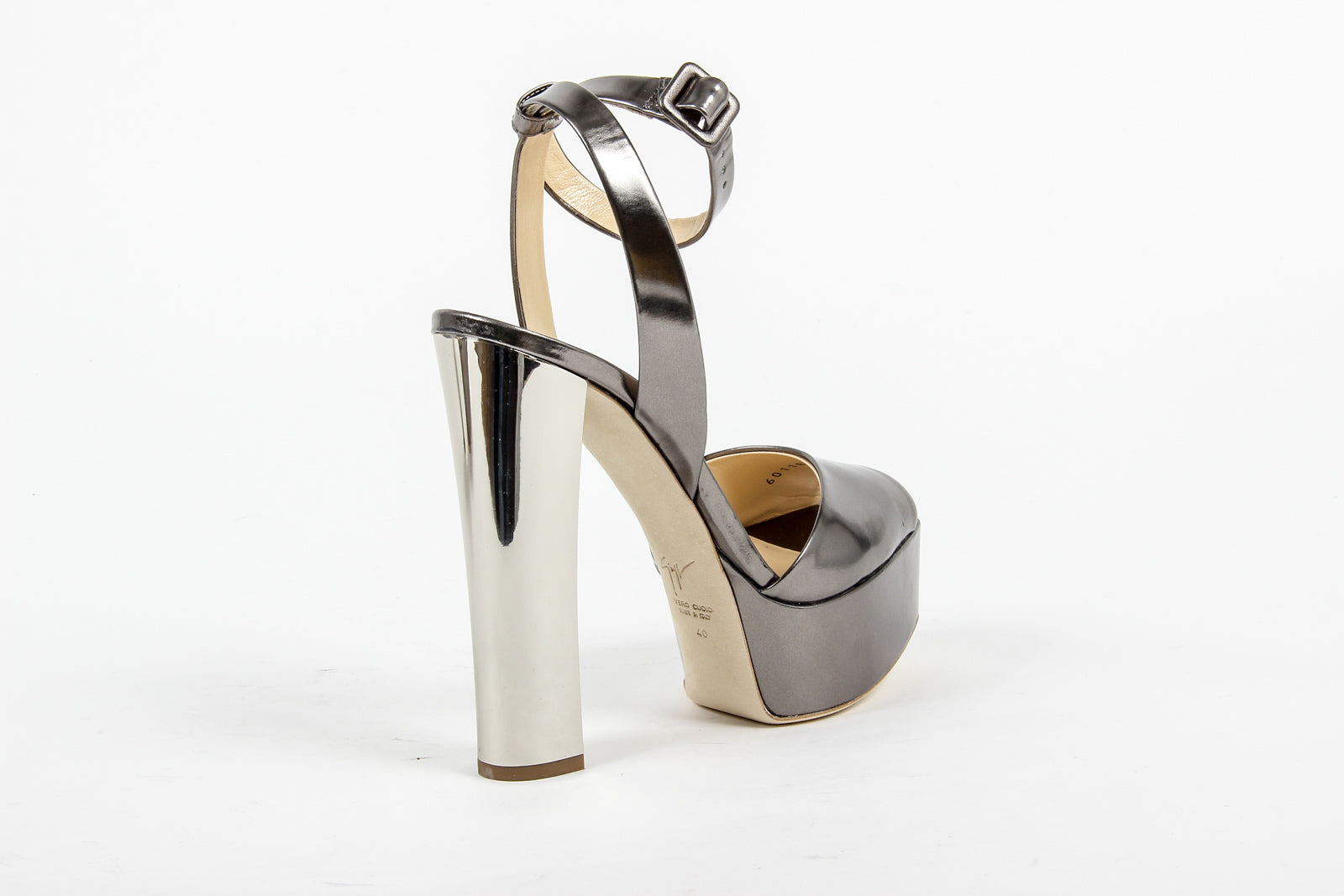 Giuseppe Zanotti Sandalo con cinturino alla caviglia da donna E60118 LAVINIA 100 PL MT SHOOTING ANTRACITE