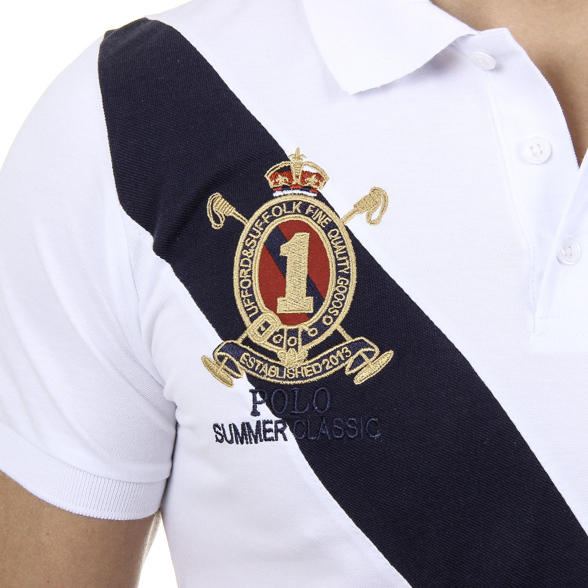 Polo da uomo a maniche corte Ufford & Suffolk Polo Club US004 BIANCO