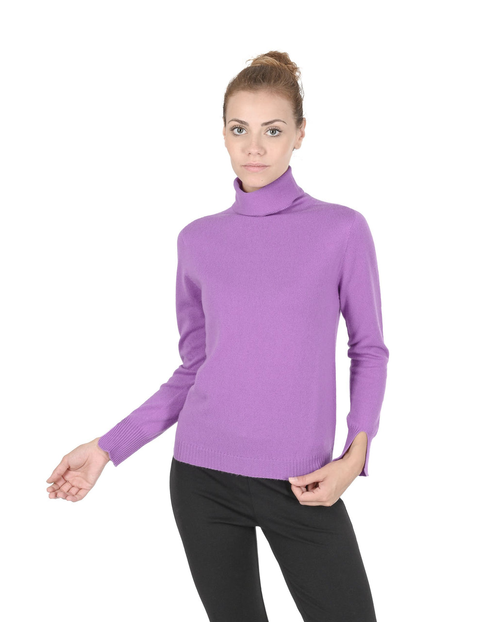 Maglione dolcevita da donna in cashmere Crown of Edinburgh COE 0023 LAVANDA