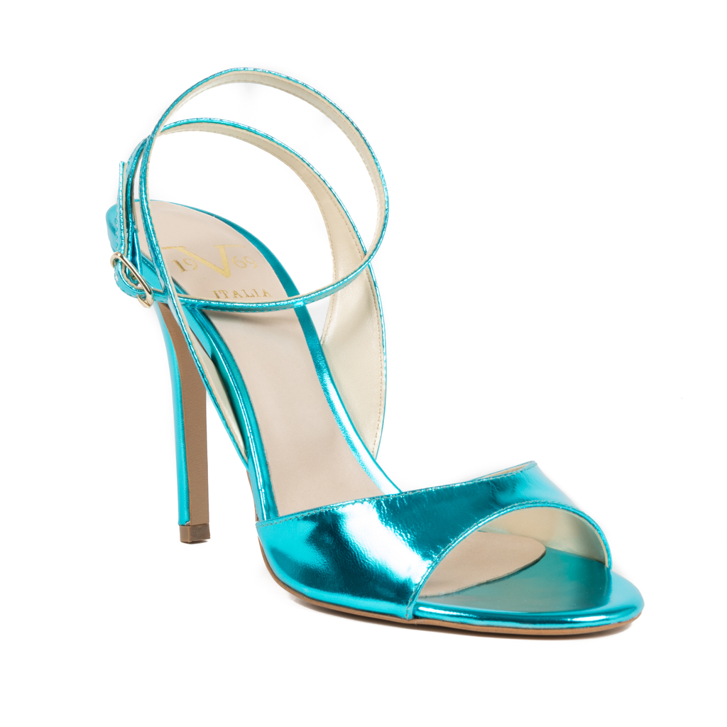 Sandalo Donna V1969 Italia con cinturino alla caviglia Azzurro 302 SPECCHIO AZZURRO
