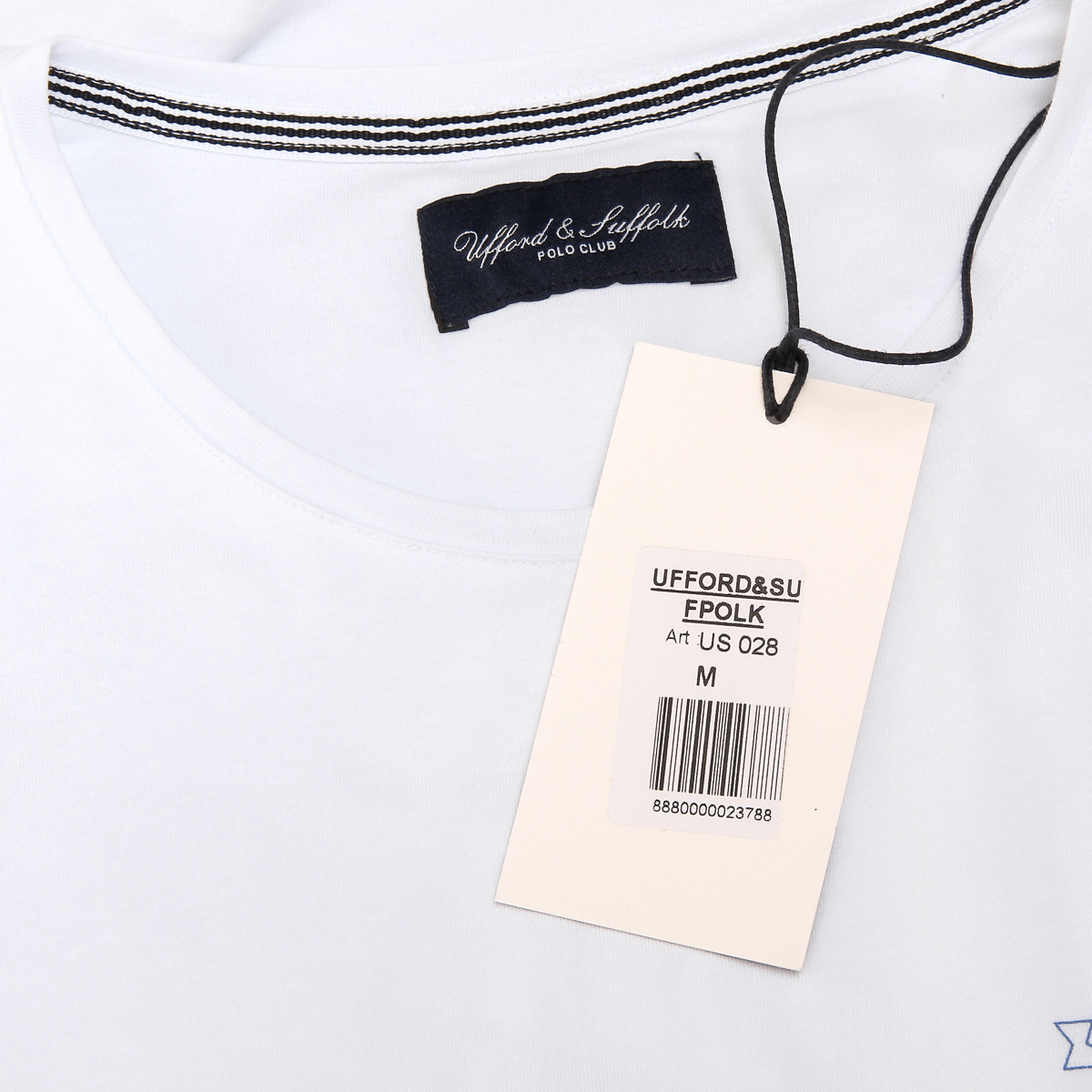 T-shirt da uomo Ufford & Suffolk Polo Club a maniche corte con scollo rotondo US028 BIANCO
