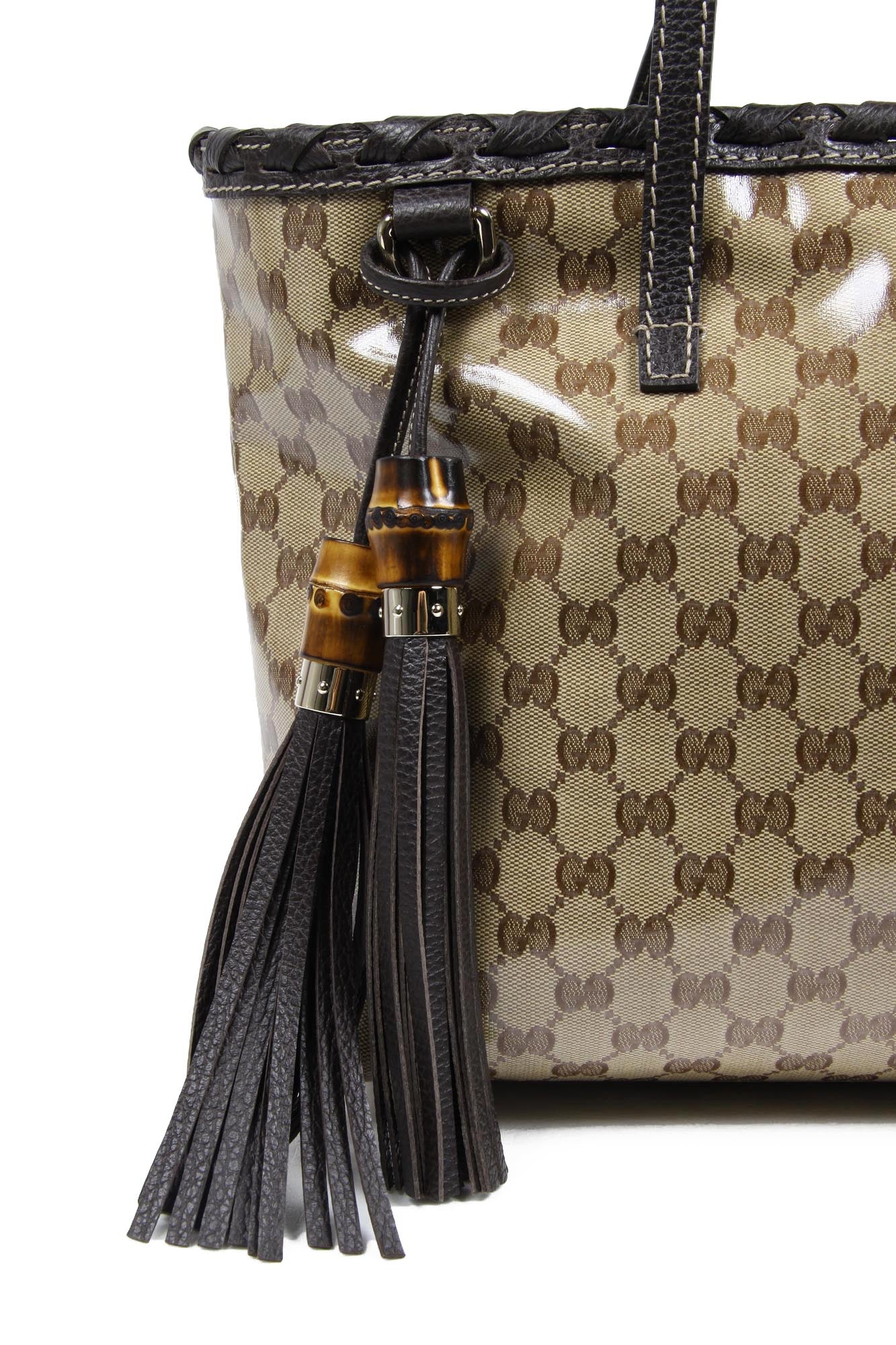 Gucci GG tote borsa in tela rivestita di bambù 354665 520981