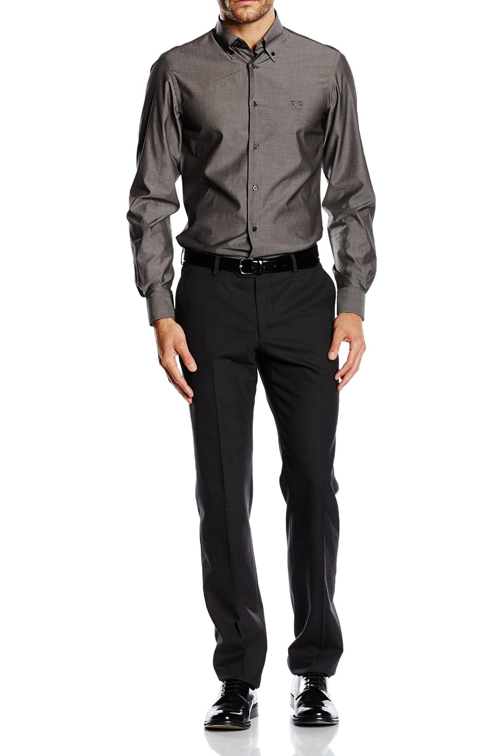 Camicia da uomo slim fit con bottoni e collo alto V 1969 Italia SBD33