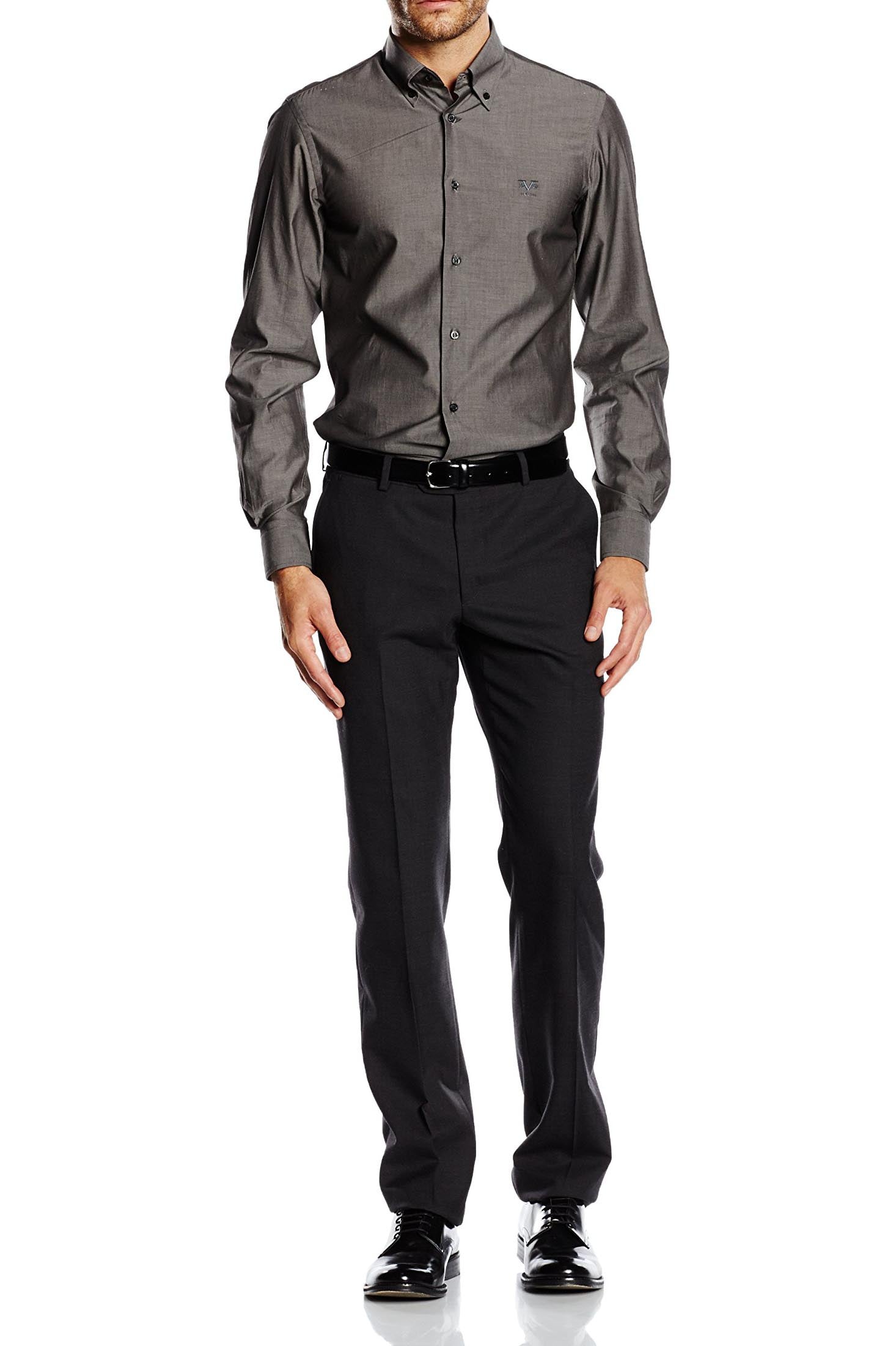 Camicia da uomo slim fit con bottoni e collo alto V 1969 Italia SBD33