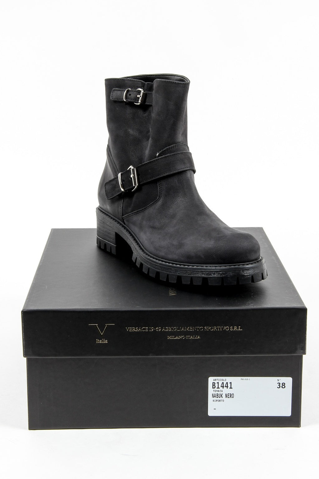 V 1969 Italia Womens Short Boot B1441 NABUK NERO