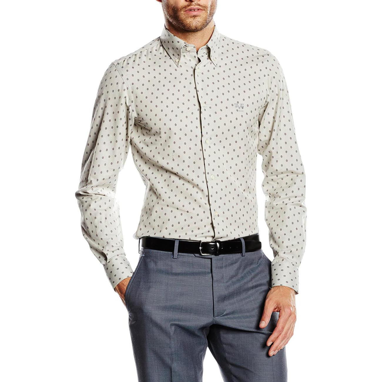 Camicia da uomo slim fit con bottoni e collo alto V 1969 Italia SBD11