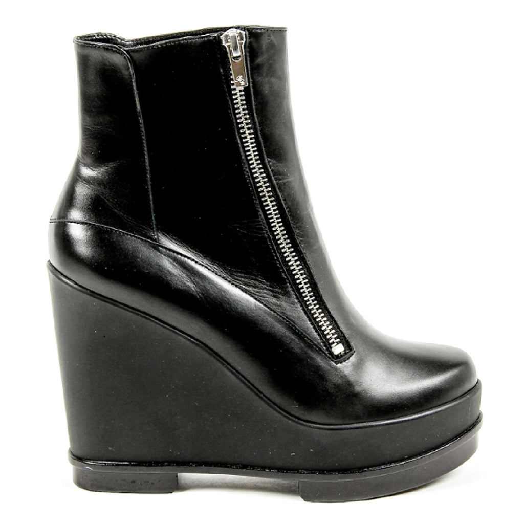Stivaletto con zeppa da donna Robert Clergerie Paris SENCIO VEAU LISSE NOIR DBL POUDRE