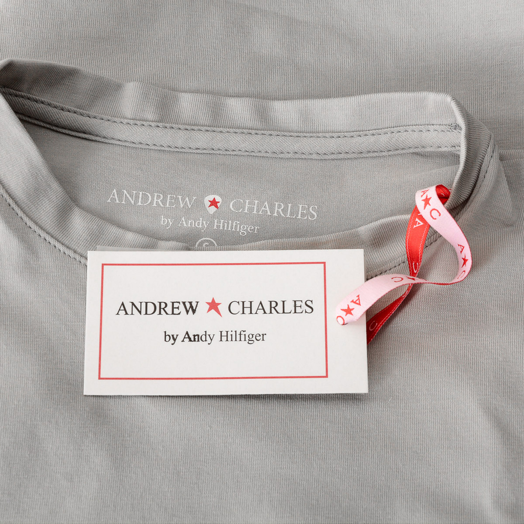 Andrew Charles T-shirt da donna a maniche corte con scollo rotondo, grigia TARANA