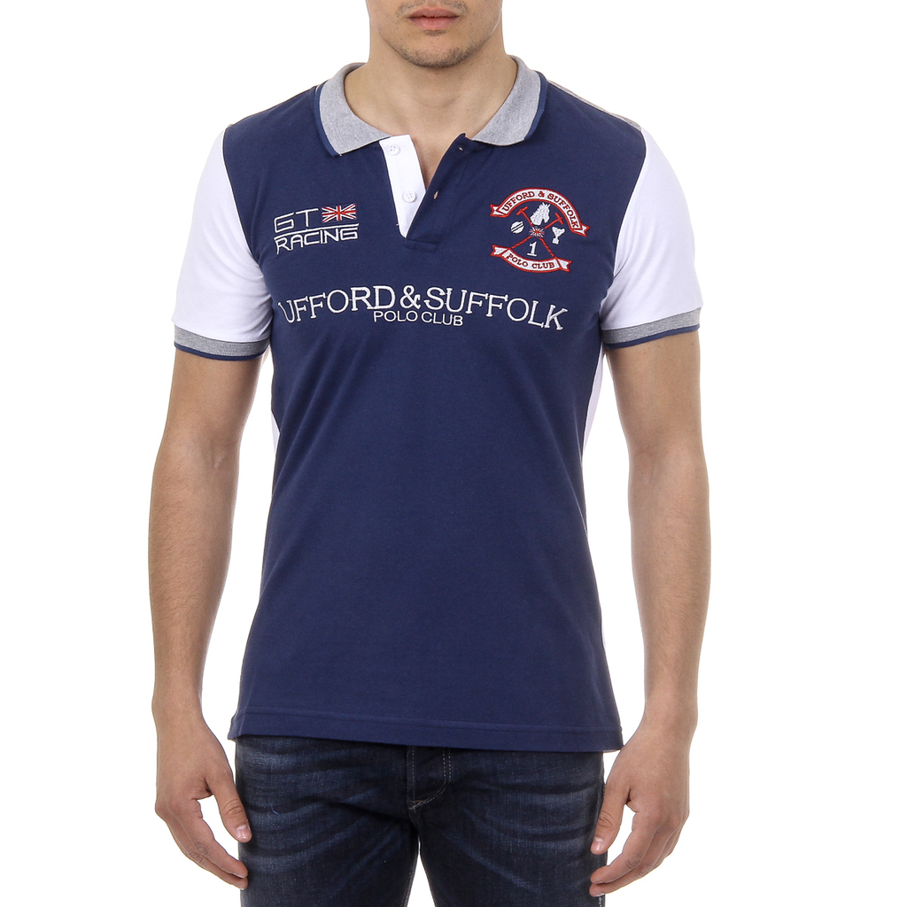 Polo da uomo a maniche corte Ufford & Suffolk Polo Club US001 INDIGO