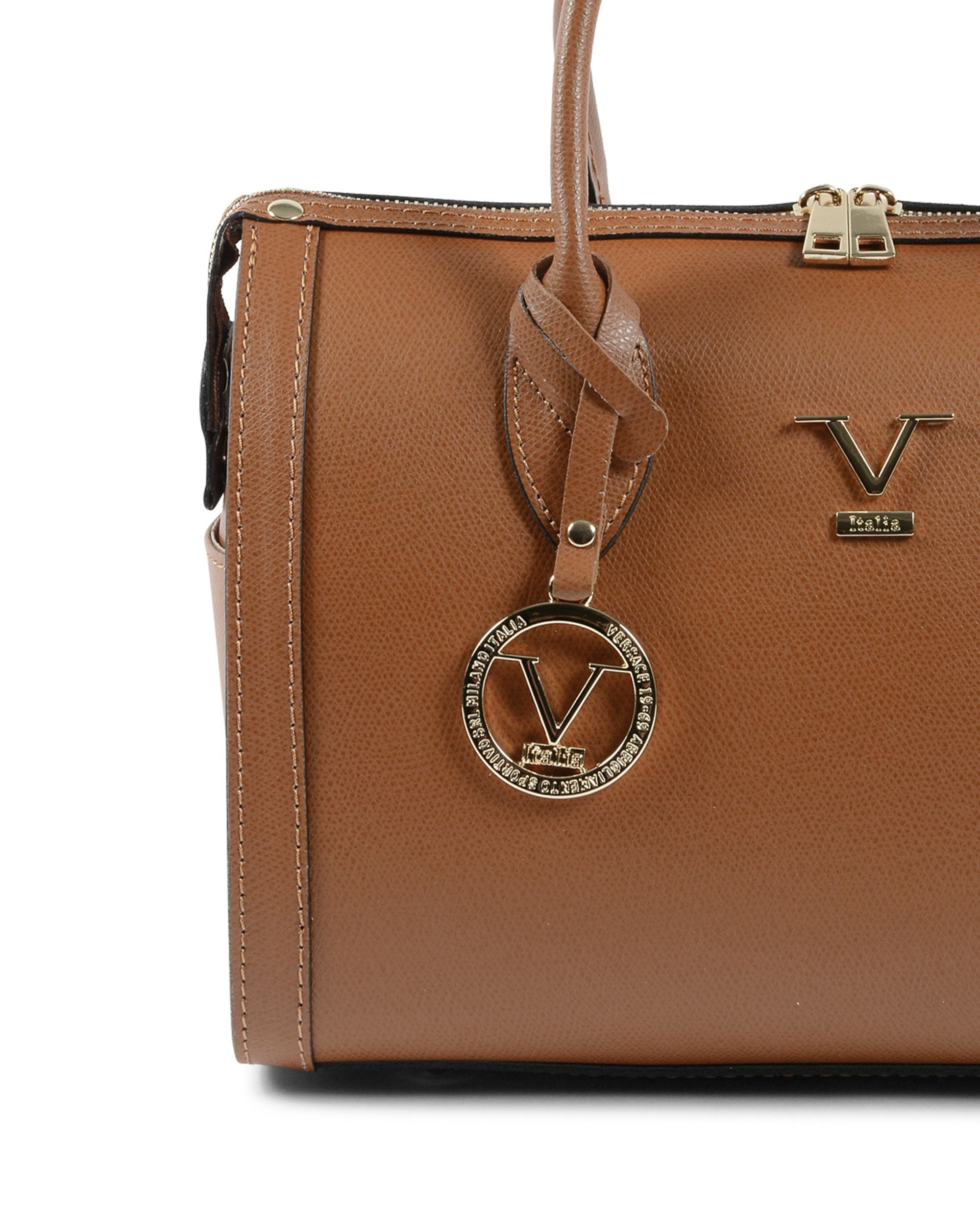 Borsa a mano da donna V Italia Marrone V014-G PALMELLATO CUOIO