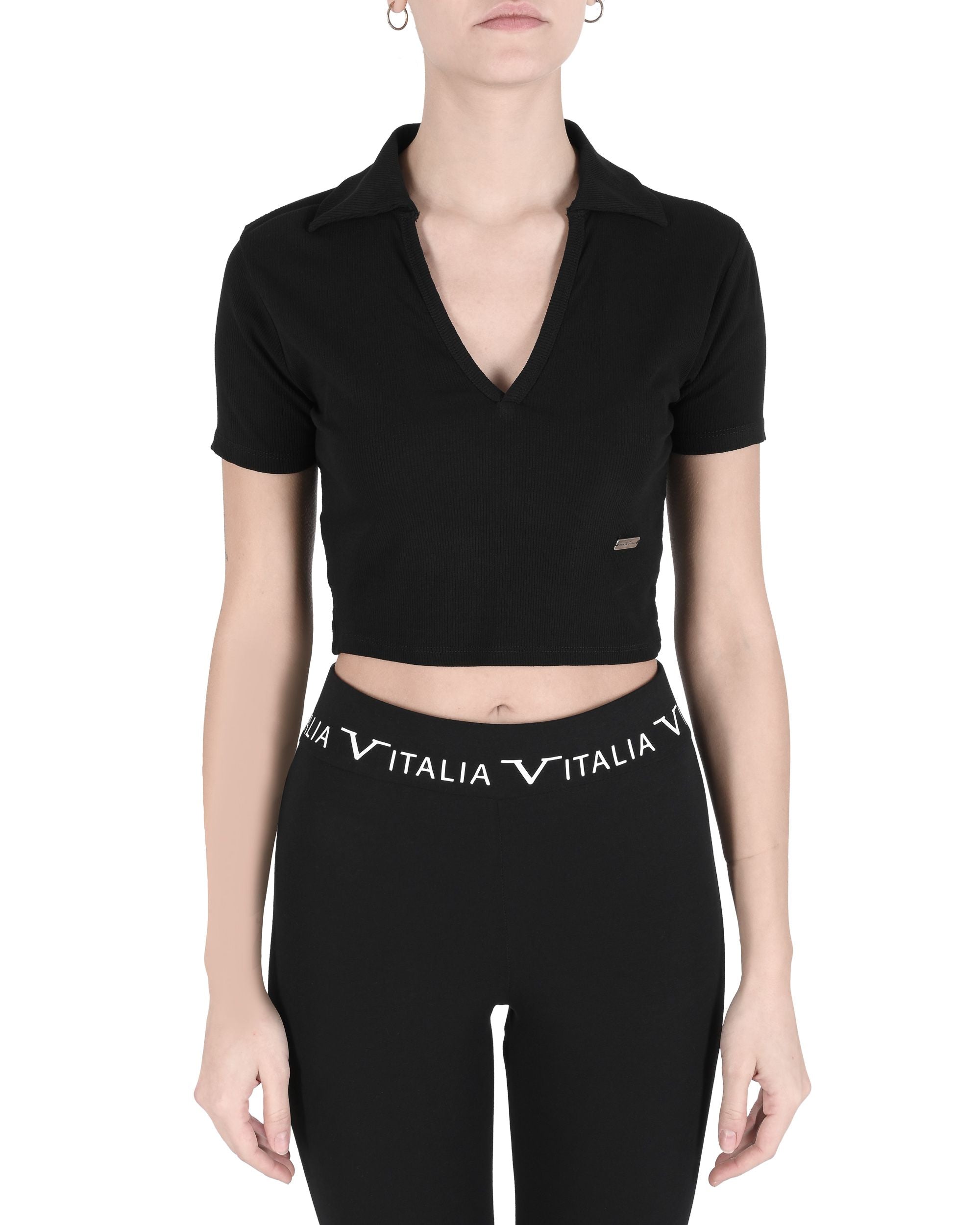 19V69 Italia Top corto da donna CLOE NERO