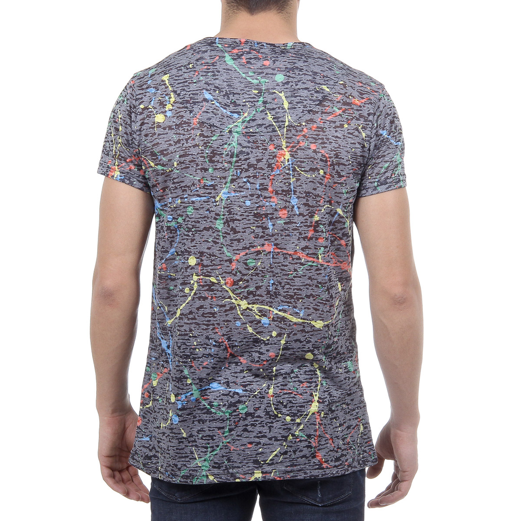Andrew Charles T-shirt da uomo a maniche corte con scollo tondo, nera, modello HUNTER