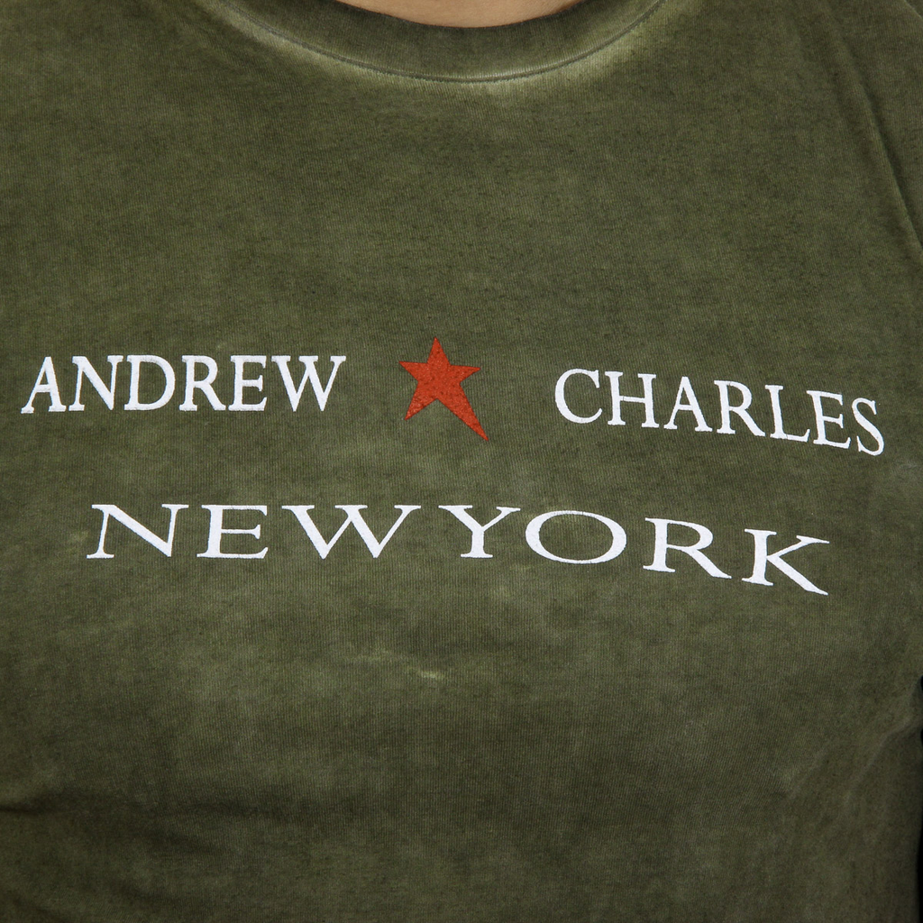 Andrew Charles T-shirt da uomo a maniche corte con scollo rotondo, verde KARITA