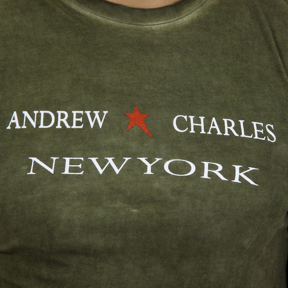 Andrew Charles T-shirt da uomo a maniche corte con scollo rotondo, verde KARITA
