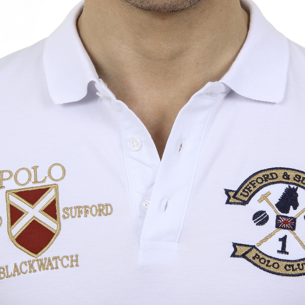 Polo da uomo a maniche corte Ufford & Suffolk Polo Club US007 BIANCO