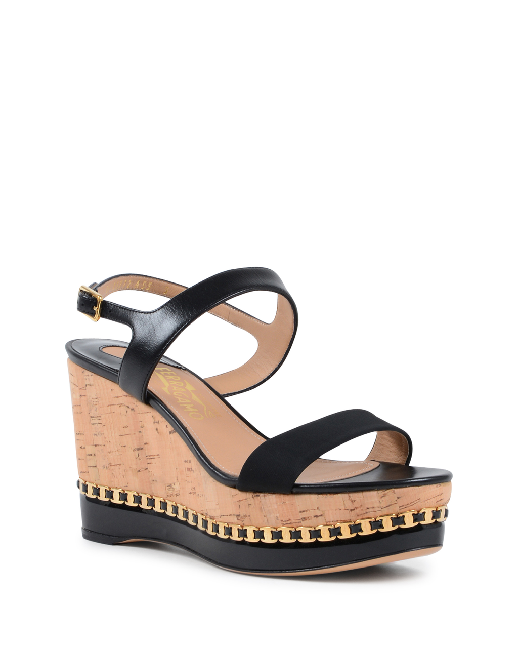 Sandalo con zeppa da donna Salvatore Ferragamo Nero MOLLIE