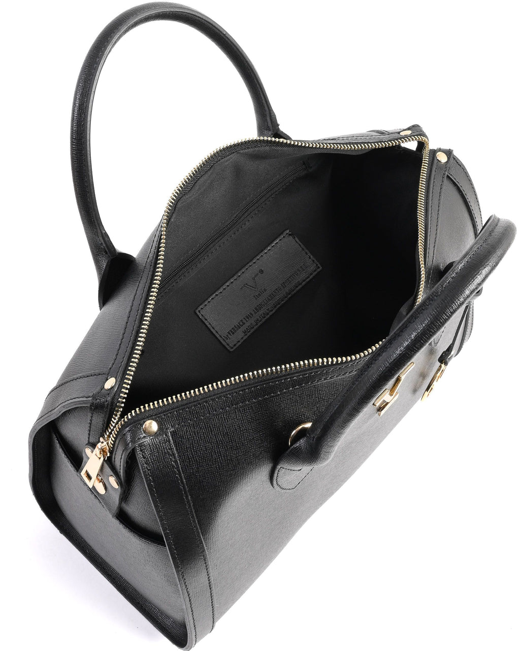 V Italia Borsa a mano da donna nera V014-G SAFFIANO NERO