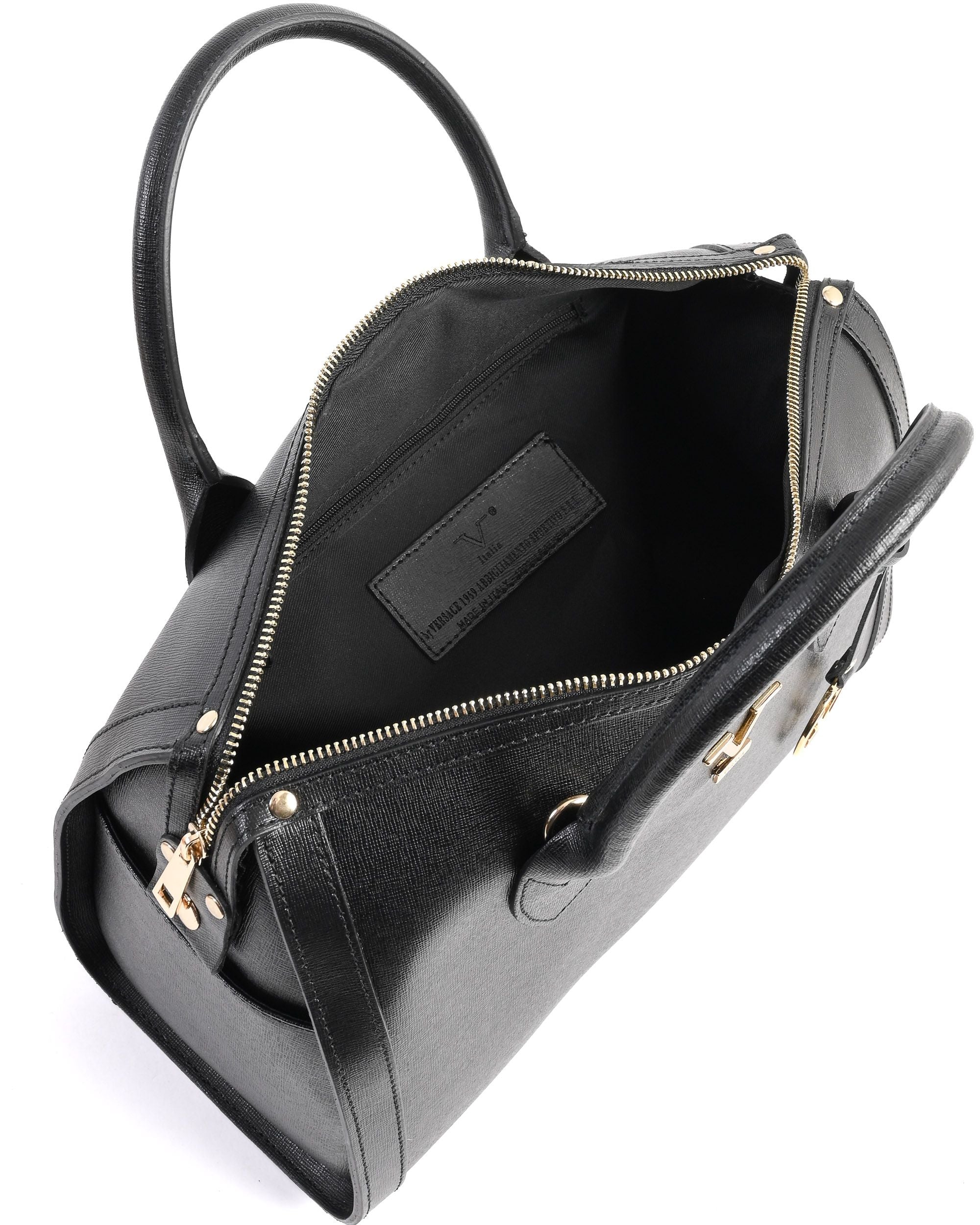 V Italia Borsa a mano da donna nera V014-G SAFFIANO NERO