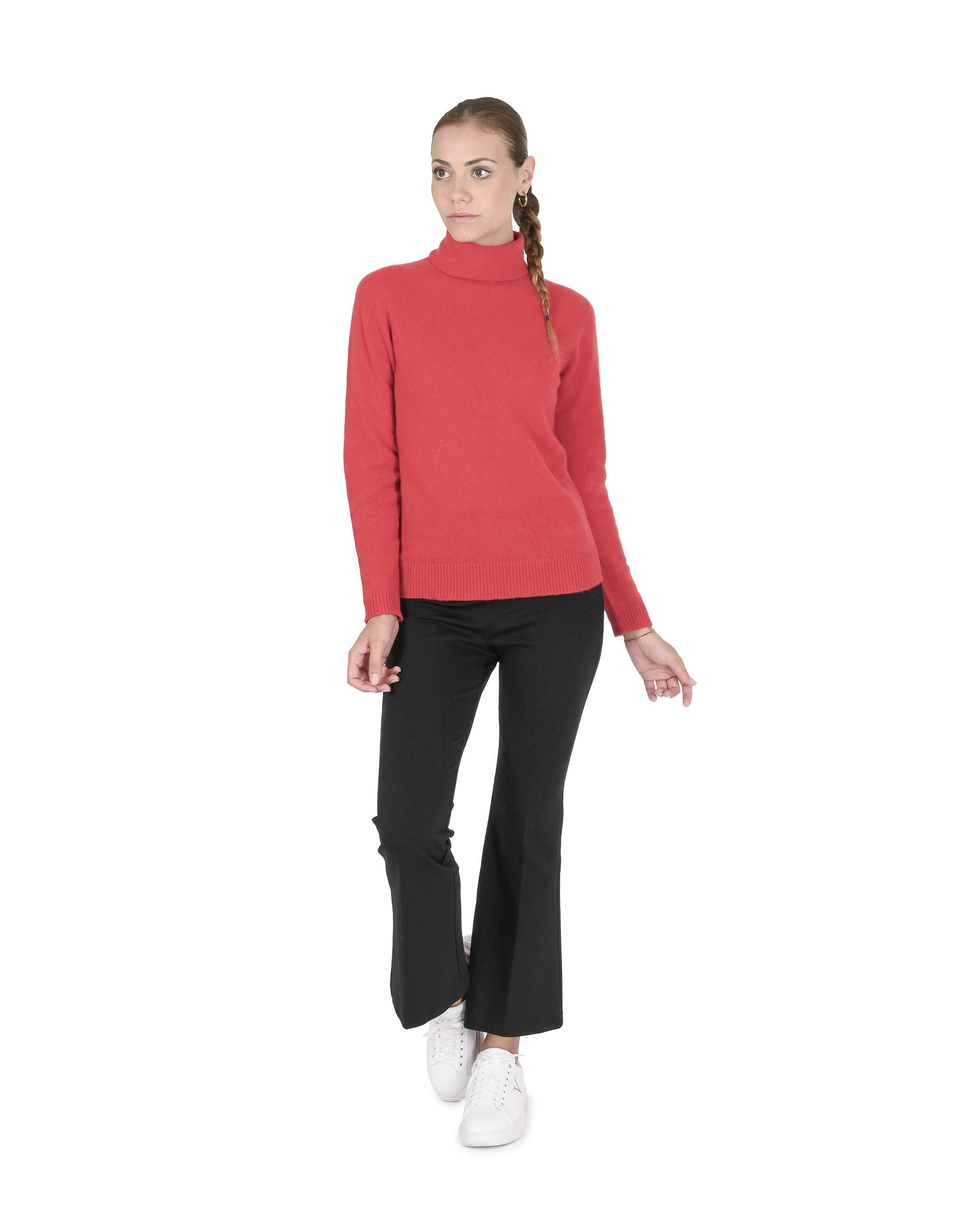 Maglione dolcevita da donna in cashmere Crown of Edinburgh COE 0021 ROSSO