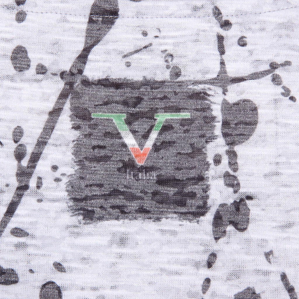 V 1969 Italia T-shirt da donna a maniche corte con scollo rotondo, grigia AVA