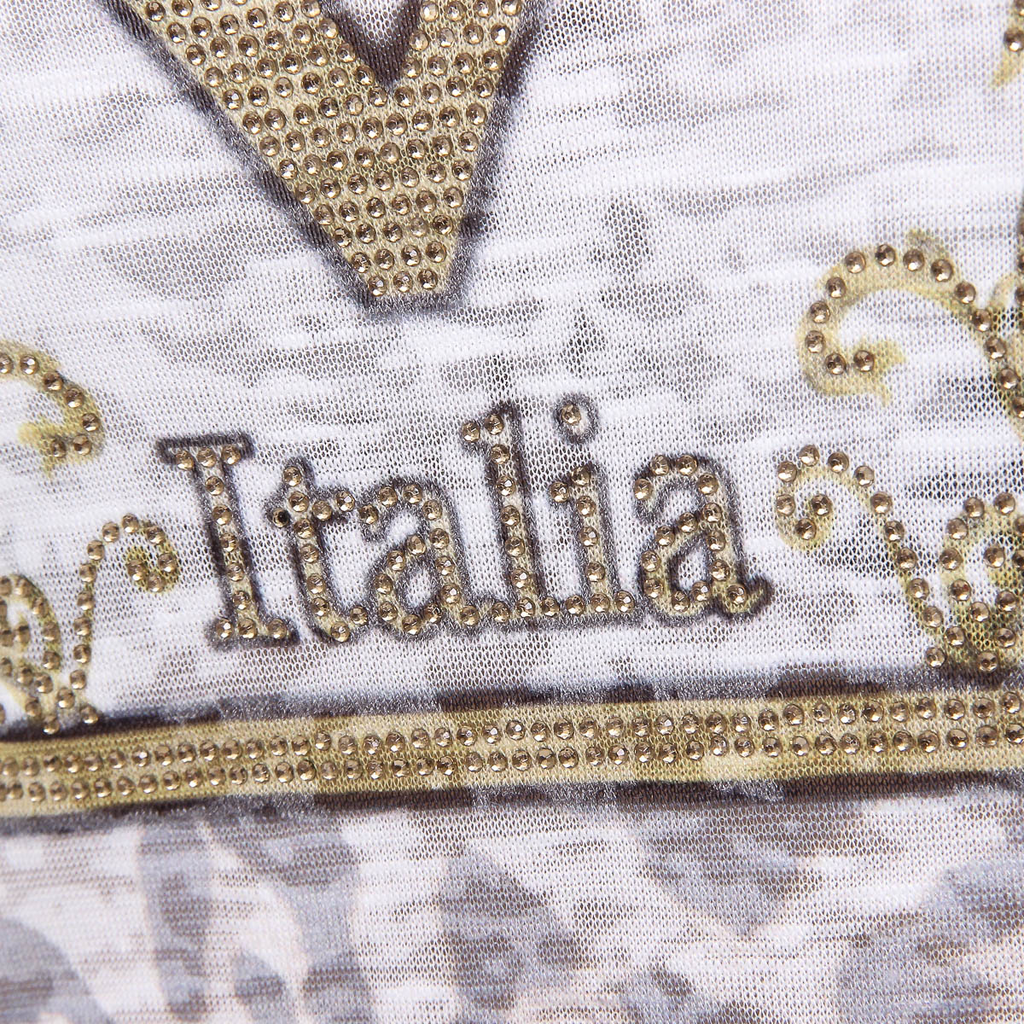 V 1969 Italia T-shirt da donna a maniche corte con scollo a V bianca EVELYN
