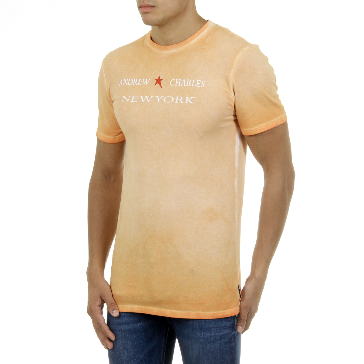 Andrew Charles T-shirt da uomo a maniche corte con scollo rotondo arancione KARITA