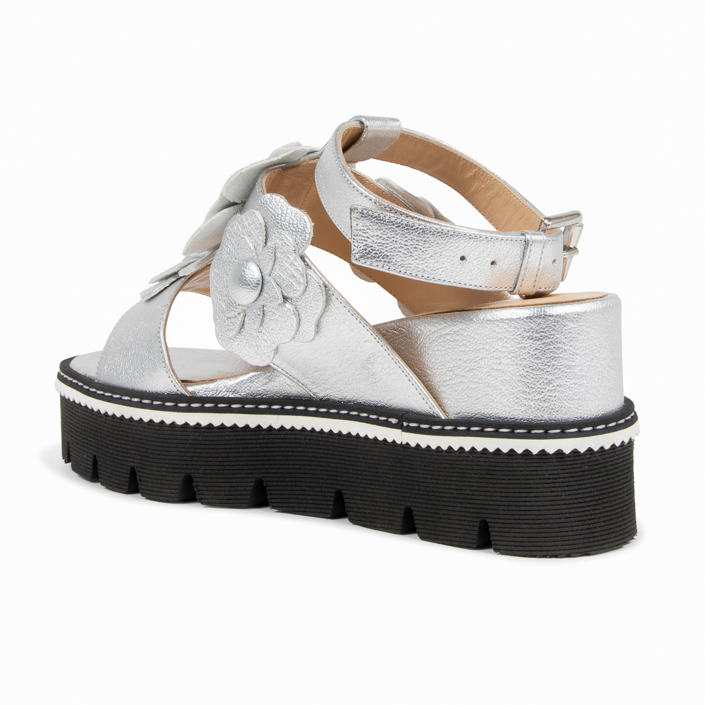 V1969 Italia Sandalo con plateau da donna Argento B3042DO CAPRA VETREX LAM ARGENTO