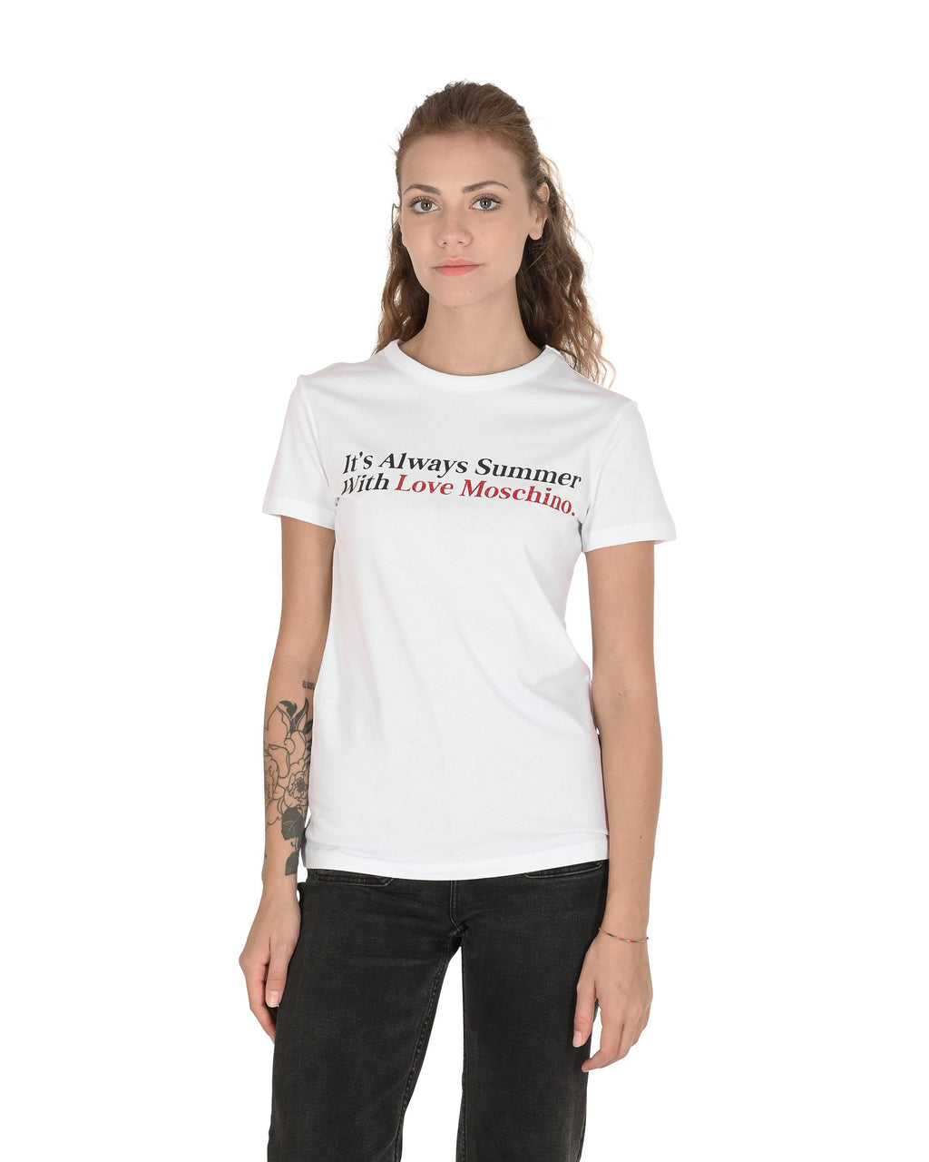 T-shirt da donna Love Moschino W 4 F73 2N M 3876 A00 BIANCO OTTICO