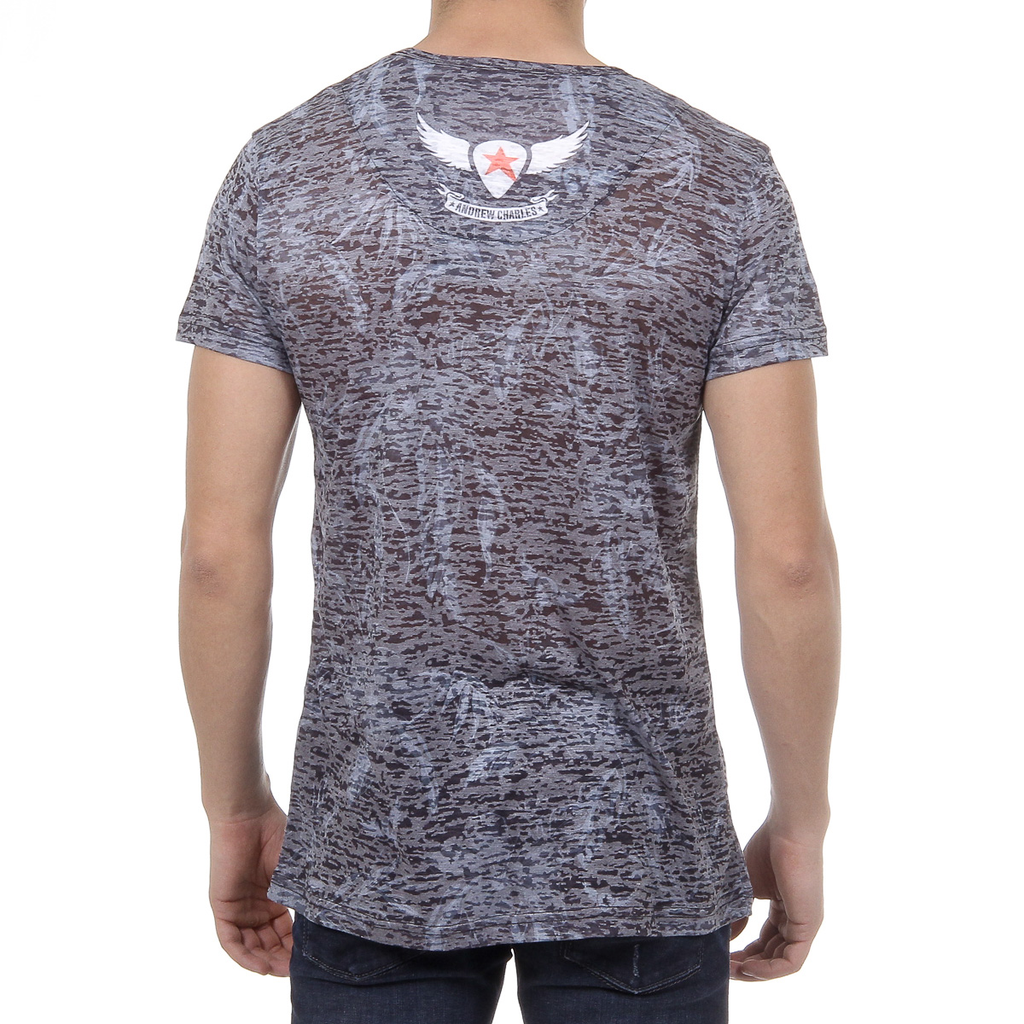 Andrew Charles T-shirt da uomo a maniche corte con scollo a V nera ISAAC