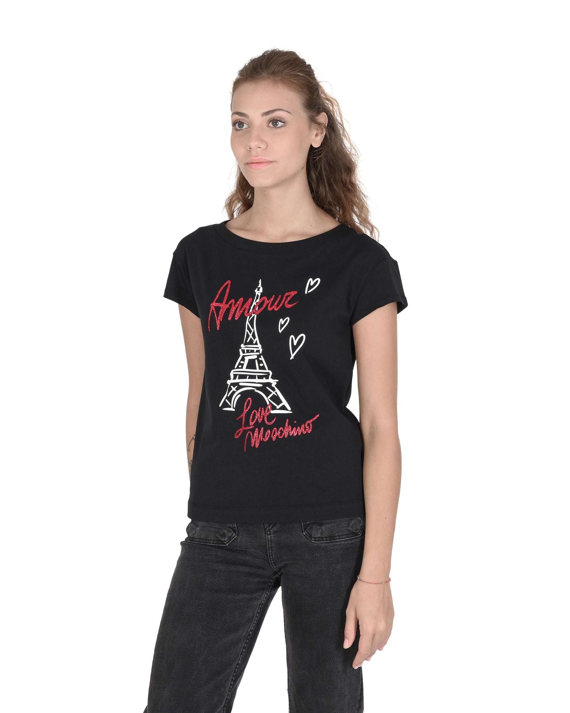 T-shirt da donna Love Moschino W 4 F30 2M E 2264 C74 NERO