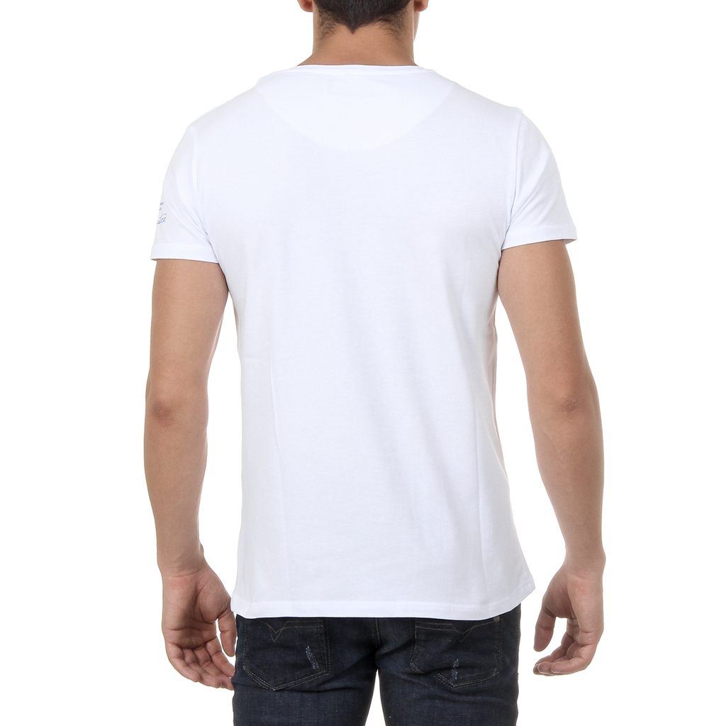 T-shirt da uomo Ufford & Suffolk Polo Club a maniche corte con scollo rotondo US028 BIANCO