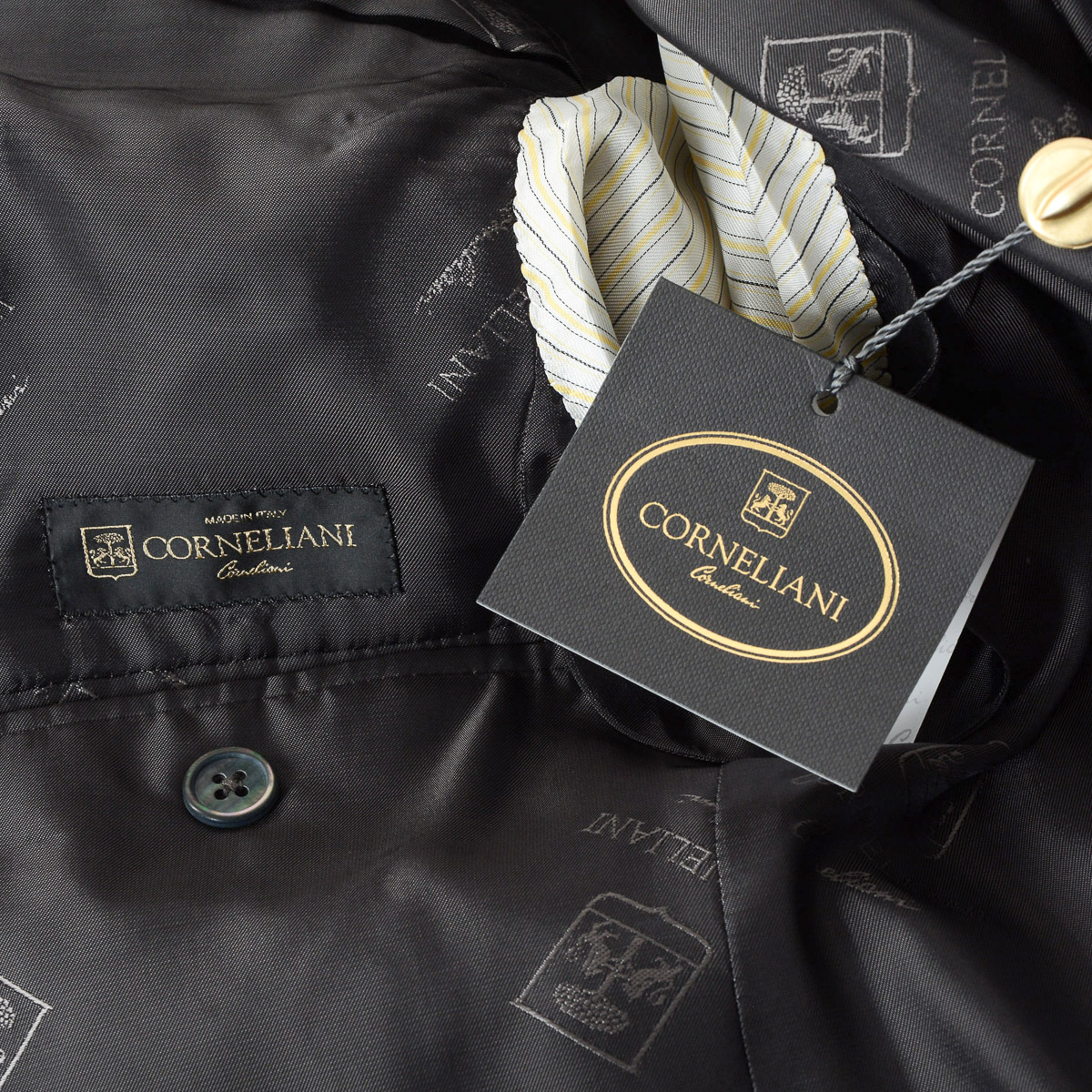 Corneliani Abito da uomo a maniche lunghe grigio scuro Super 130's